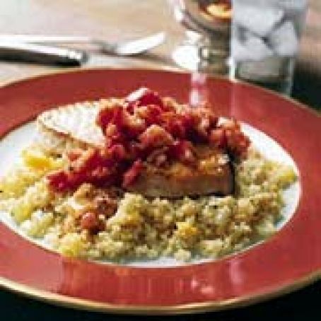 SWORDFISH w/VEGGIE COUSCOUS & TOM VINAIGRETTE